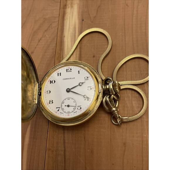 1960’s CARAVELLE Bulova Pocket Watch Hunter Case 17 Jewels 890 Swiss Made Works - Picture 16 of 16